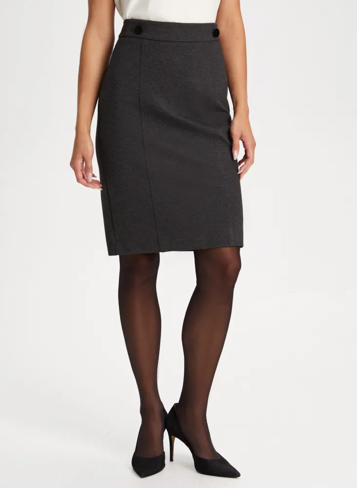 Vegan Leather Detail Pencil Skirt