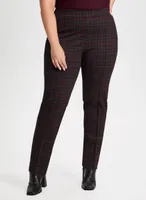 Pull-On Plaid Motif Pants