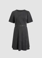 Belt Detail Jacquard Dress