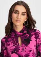 Floral Print Bouffant Sleeve Top