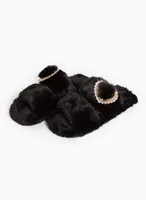 Decorative Buckle Fur Slippers