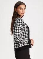 Short Houndstooth Motif Cardigan