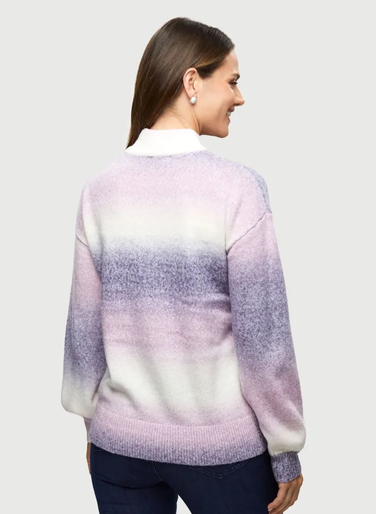 Mock Neck Gradient Sweater