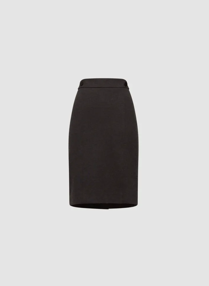 Vegan Leather Detail Pencil Skirt