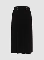 Pull-On Button Detail Skirt