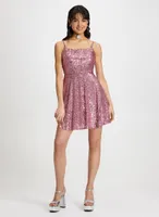 Square Neck Sequin Dress