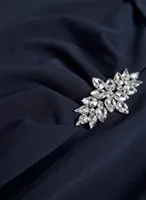 Brooch Detail Off-the-Shoulder Dress