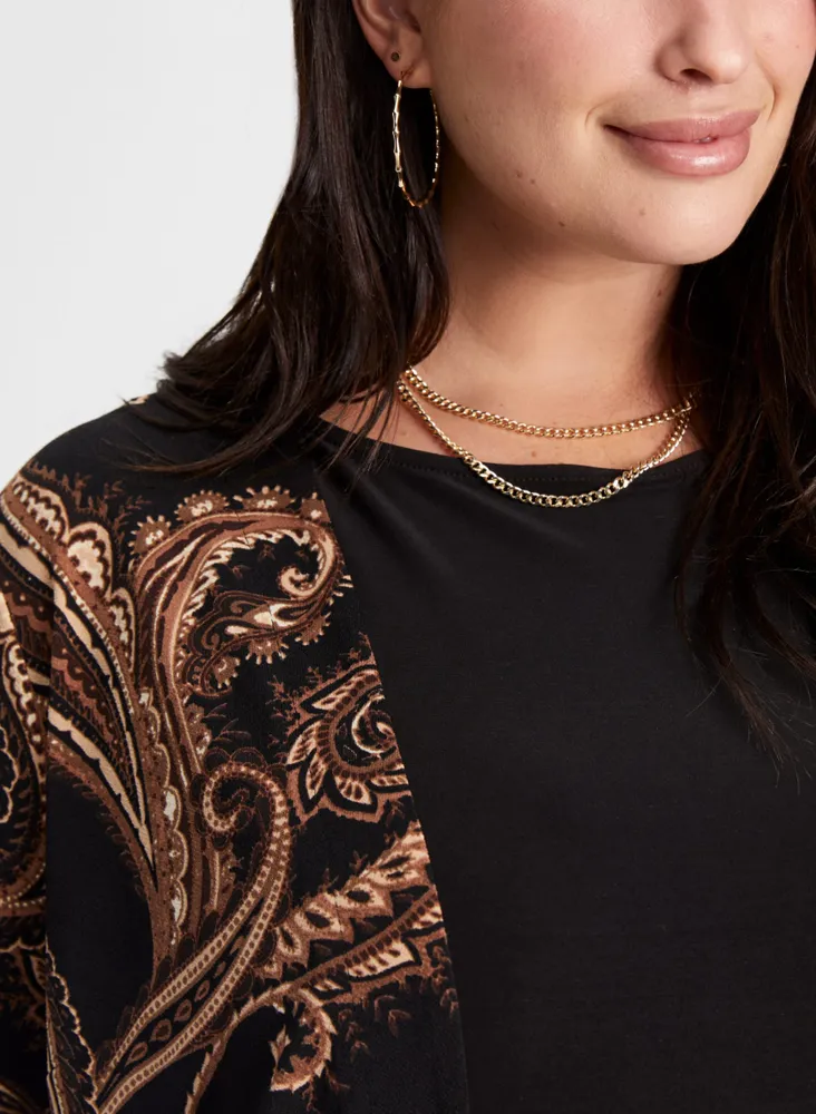 Paisley Print Open Front Top