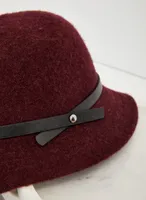 Vegan Leather Trim Cloche Hat