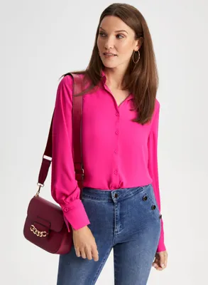 High-Low Long Sleeve Blouse