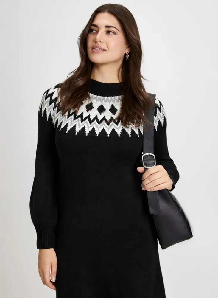 Diamond Pattern Sweater Dress