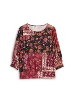 Patchwork Floral Print Top