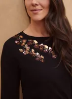 Sequin Floral Detail Sweater