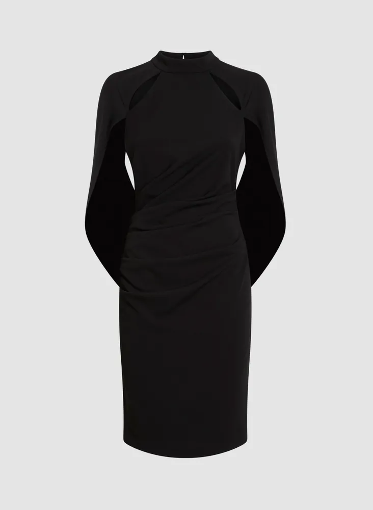 Cut-Out Detail Drape Sleeve Dress