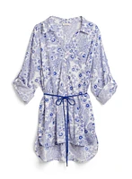 Floral Paisley Print Button-Up Tunic