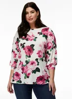 Floral Print 3/4 Sleeve Top