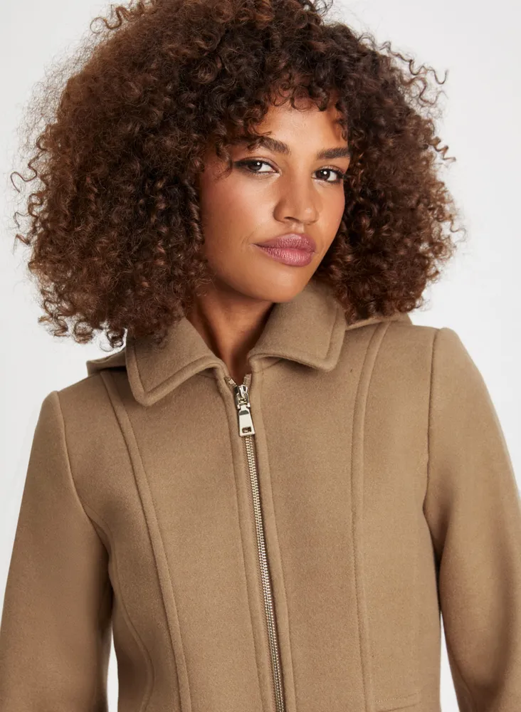 Stretch Wool Blend Coat