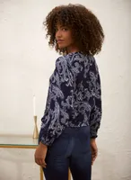 Paisley Print Ruffle Detail Top