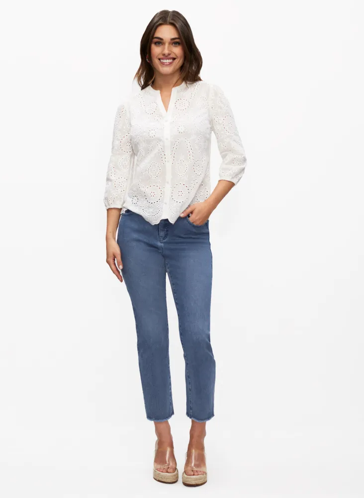 Lace Detail Straight Leg Jeans