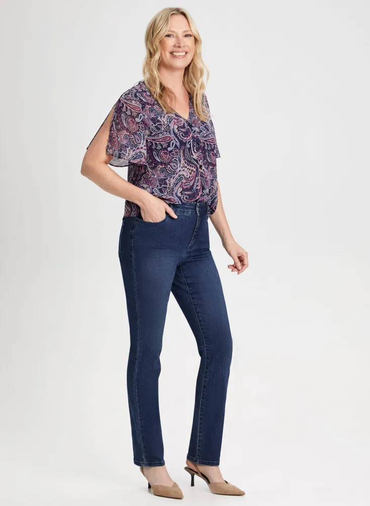 Paisley Print V-Neck Blouse