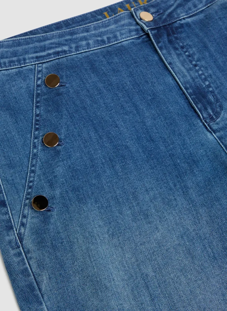 Button Detail Bootcut Jeans