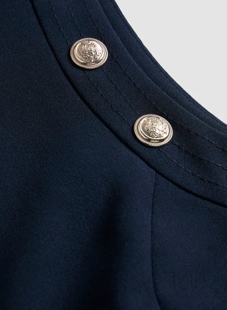 Button Detail Sleeveless Dress