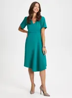 Asymmetric Hem Flutter Sleeve Dress