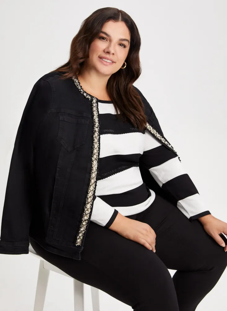 Rhinestone Detail Striped Sweater