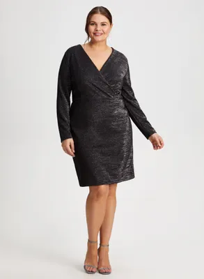 Shimmer Detail Wrap-Style Dress