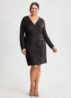 Shimmer Detail Wrap-Style Dress