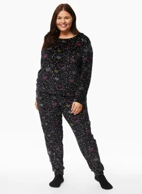 Printed Velour Pyjama Set