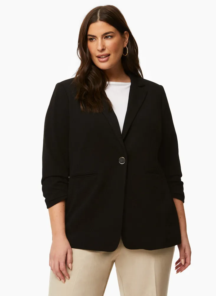 Gathered Sleeve Blazer