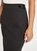 Vegan Leather Detail Pencil Skirt