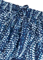 Pull-on Feather Print Wide Leg Pants