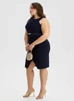 Sleeveless Belted Sheath Dress