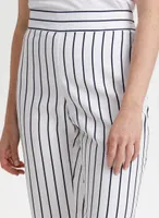 Pull-on Stripe Print Straight Leg Pants