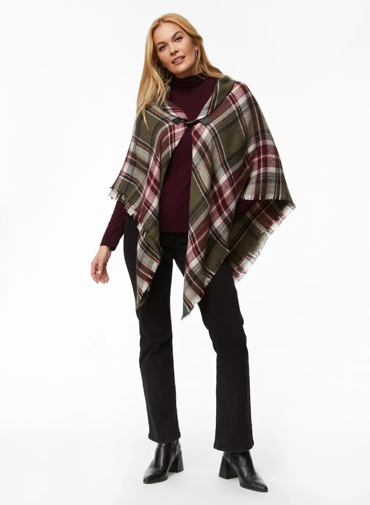 Tartan Print Poncho