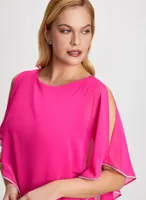 Rhinestone Trim Poncho Dress