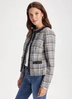 Plaid Contrast Trim Jacket