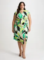 Abstract Print Wrap-Style Dress
