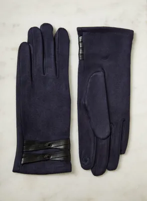 Faux Suede & Leather Gloves