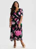 Rose Print Midi Dress