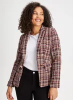 Plaid Bouclé Knit Jacket