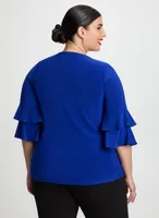 Double Ruffle 3/4 Sleeve Top