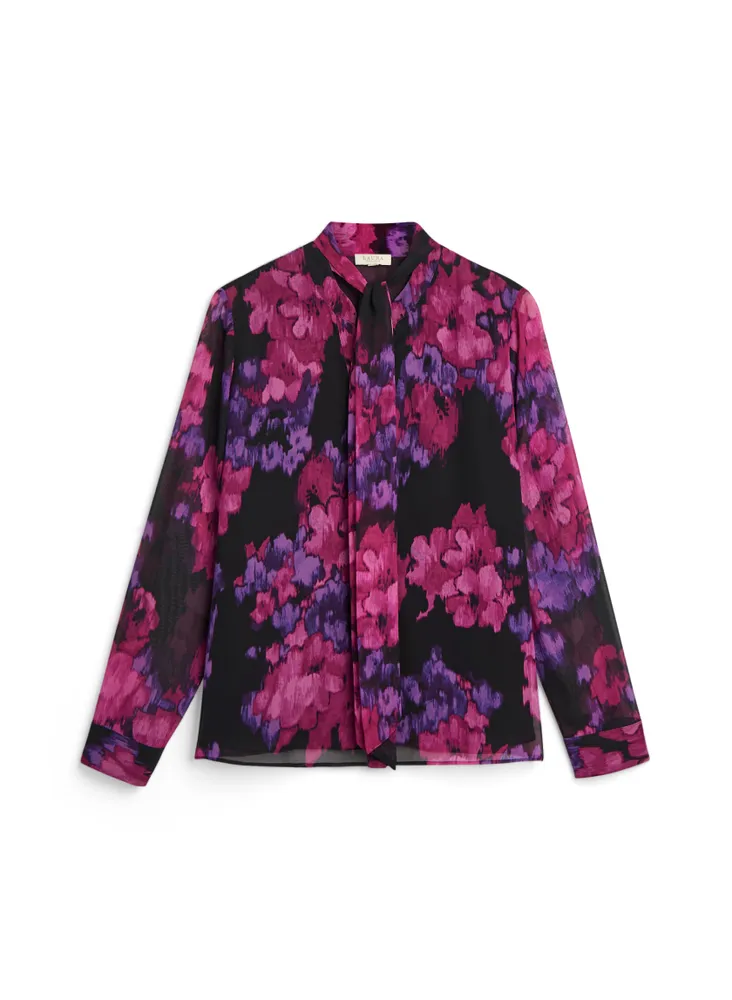 Blurred Floral Print Blouse