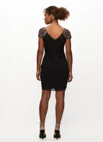 Beaded Sleeve Ruched Dress