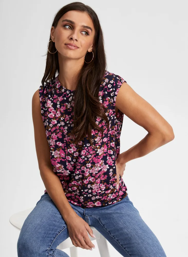 Sleeveless Floral Print Top