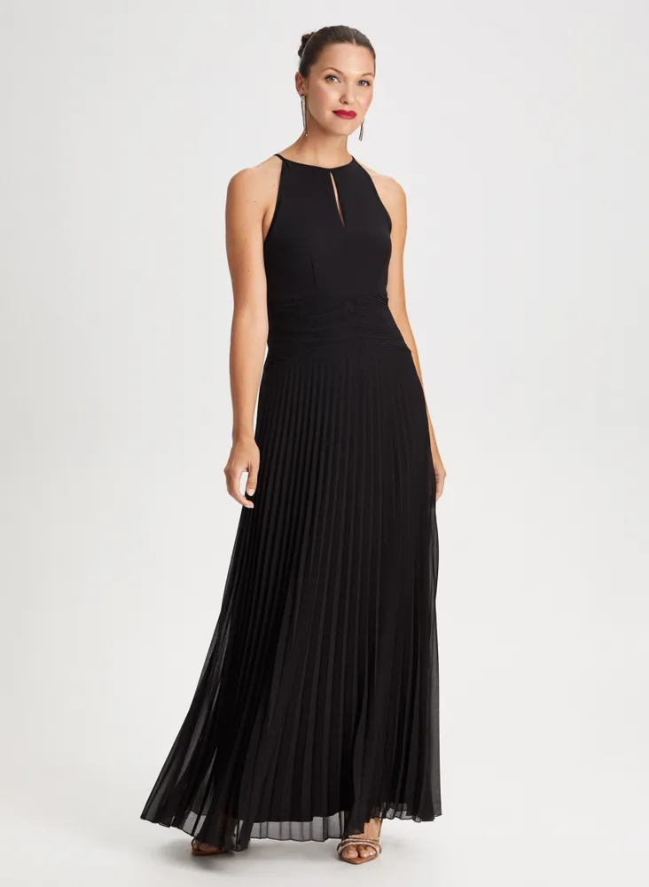 Laura Halter Satin Gown - Black