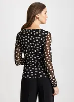 Dot Motif Long Sleeve Top