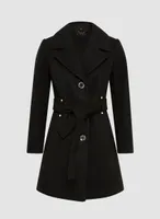 Belted Stretch Wool Blend Coat